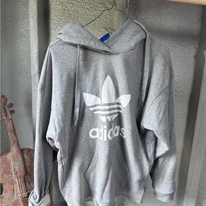 Women’s Adidas Heather Gray Hoodie with Drawstrings